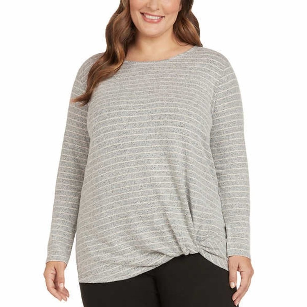 Max & Mia Ladies' Long Sleeve Side Twist Top